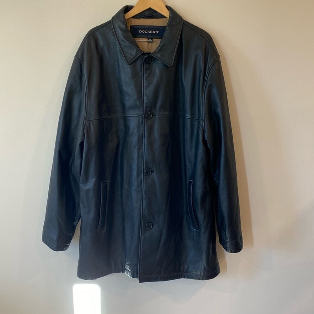 Dockers Vintage Men’s Genuine Cow Leather Jacket with lining Black XXL classic
